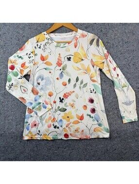 Women S Woven Knit Blouse Floral Artsy Watercolor Statement Bold